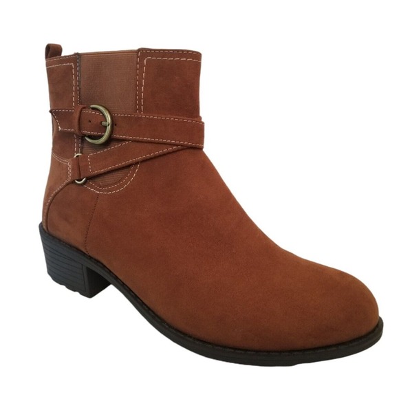 Dr. Scholls Laney Brown Faux Suede Fabric Ankle Women's Boots Size‎ 9.5 in - Picture 1 of 12